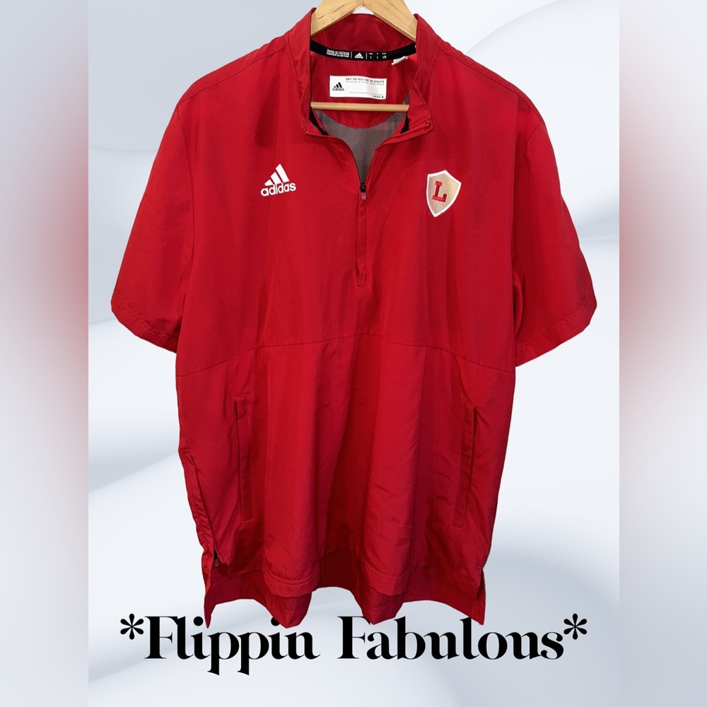 Adidas ~Mens 1/4 Zip Red lifeguard pullover size large